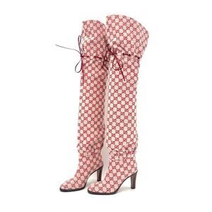 NEW Gucci Lisa GG Monogram Slouch Thigh High Boots 39